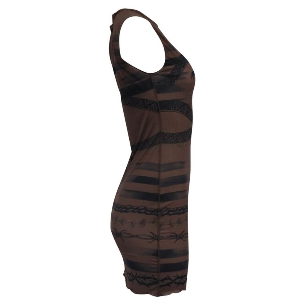 Jean Paul Gaultier x KNWLS Printed Mini Dress in Brown Polyamide - Picture 3 of 7